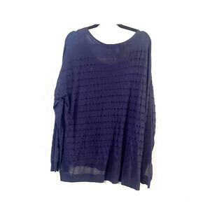 NWOT Women's Long Sleeve Sweater Shirt 22/24 Navy Blue Sheer Workwear Layer